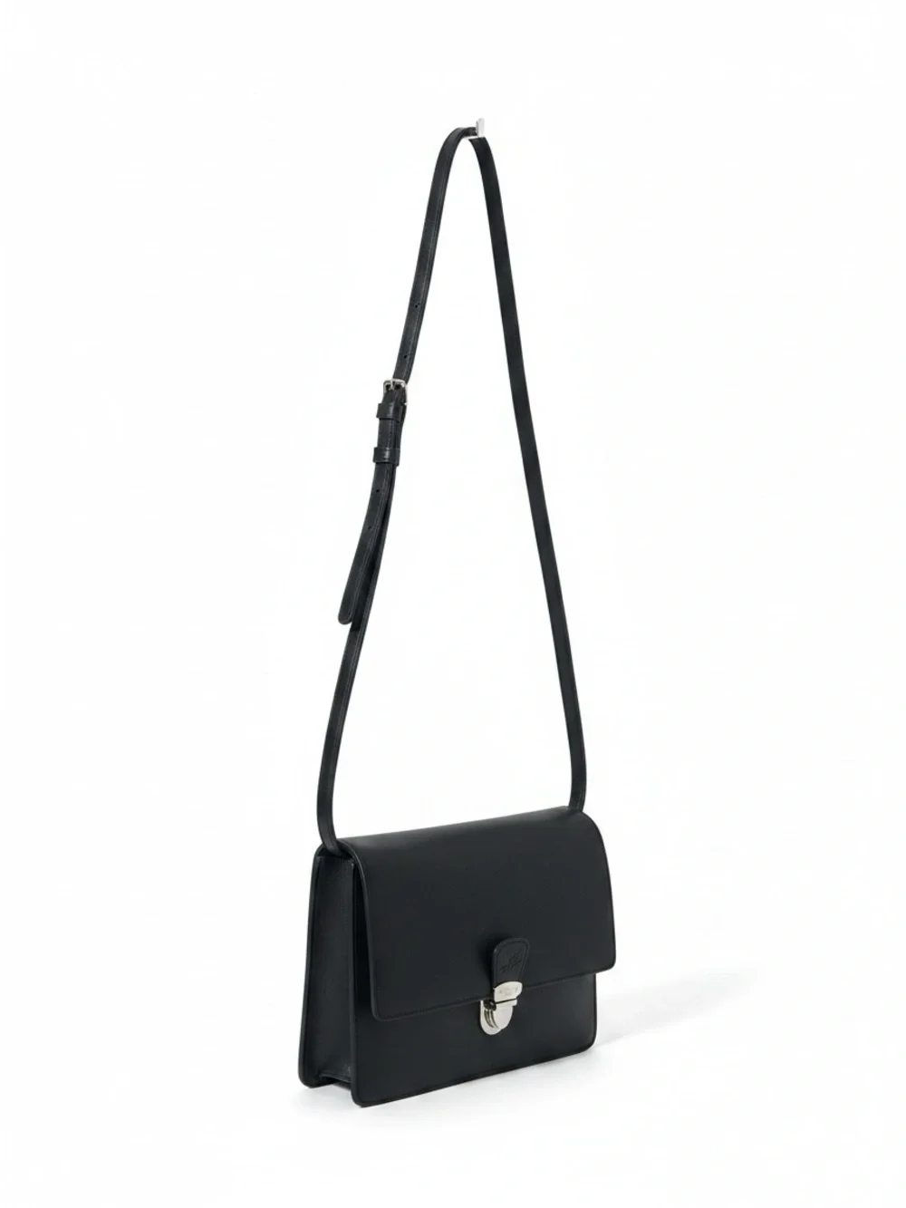 Patricia Nash Lanza Black Leather Crossbody Organizer Bag Silver Hardware